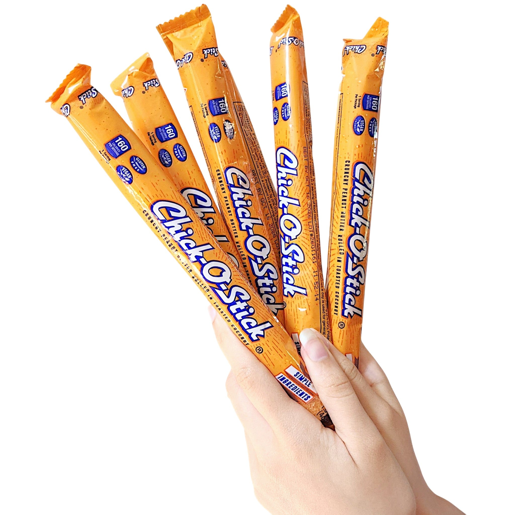 Chick-O-Stick 8" Jumbo Bars Pack of 5 | Crunchy Peanut Butter Coconut Candy