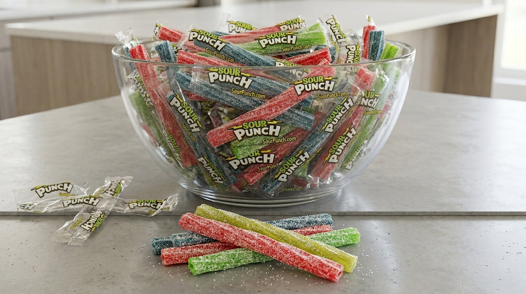 Sour Punch Twists Wrapped | Sour Candy Twists, Bulk Candy - 4 Assorted Flavors, Blue Raspberry, Cherry, Strawberry & Green Apple
