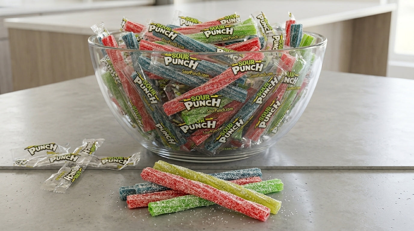 Sour Punch Twists Wrapped | Sour Candy Twists, Bulk Candy - 4 Assorted Flavors, Blue Raspberry, Cherry, Strawberry & Green Apple