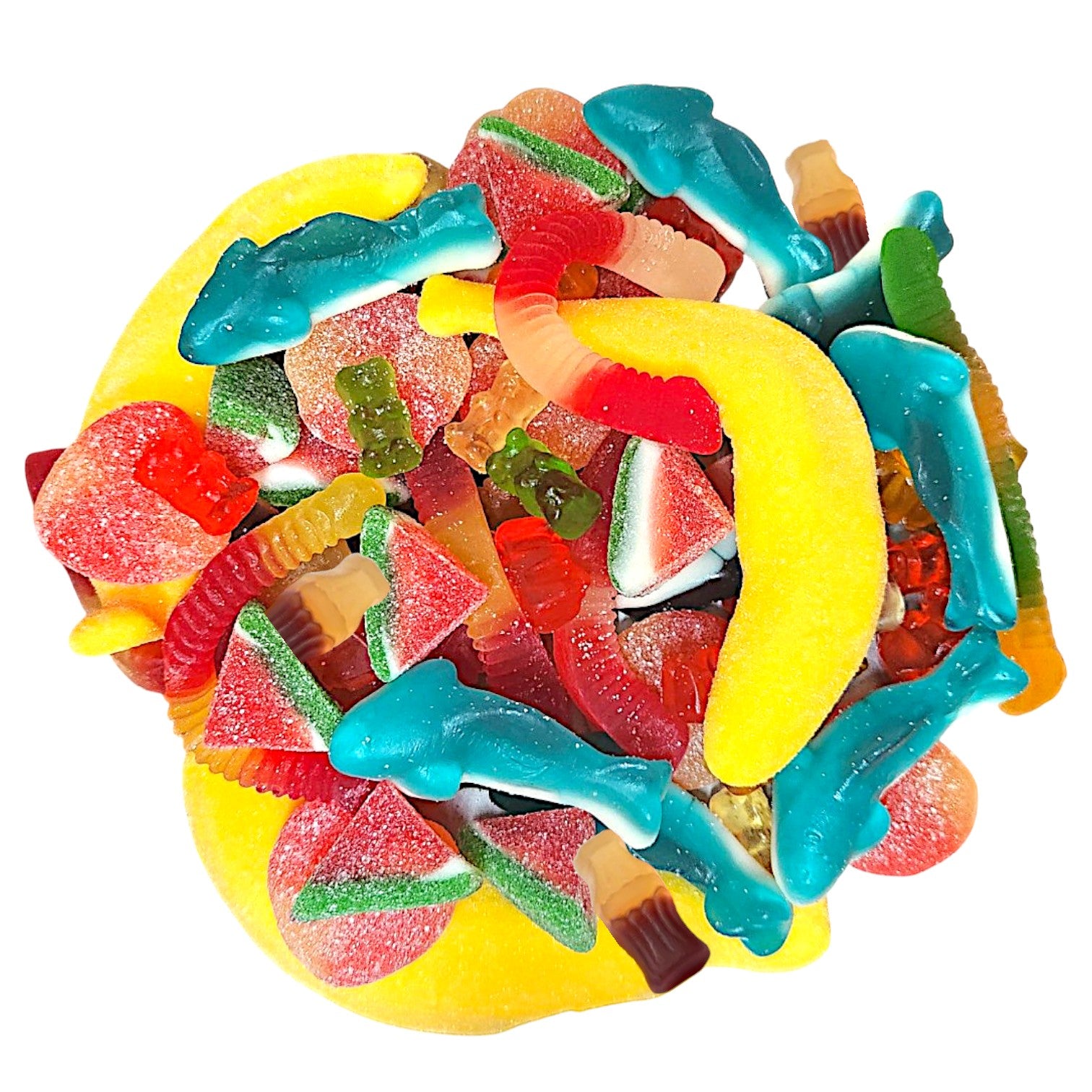 Mega Gummy Mix 1 Pound | (Not Sour) 7 Different Assorted Sweet Candy, Bulk Candy