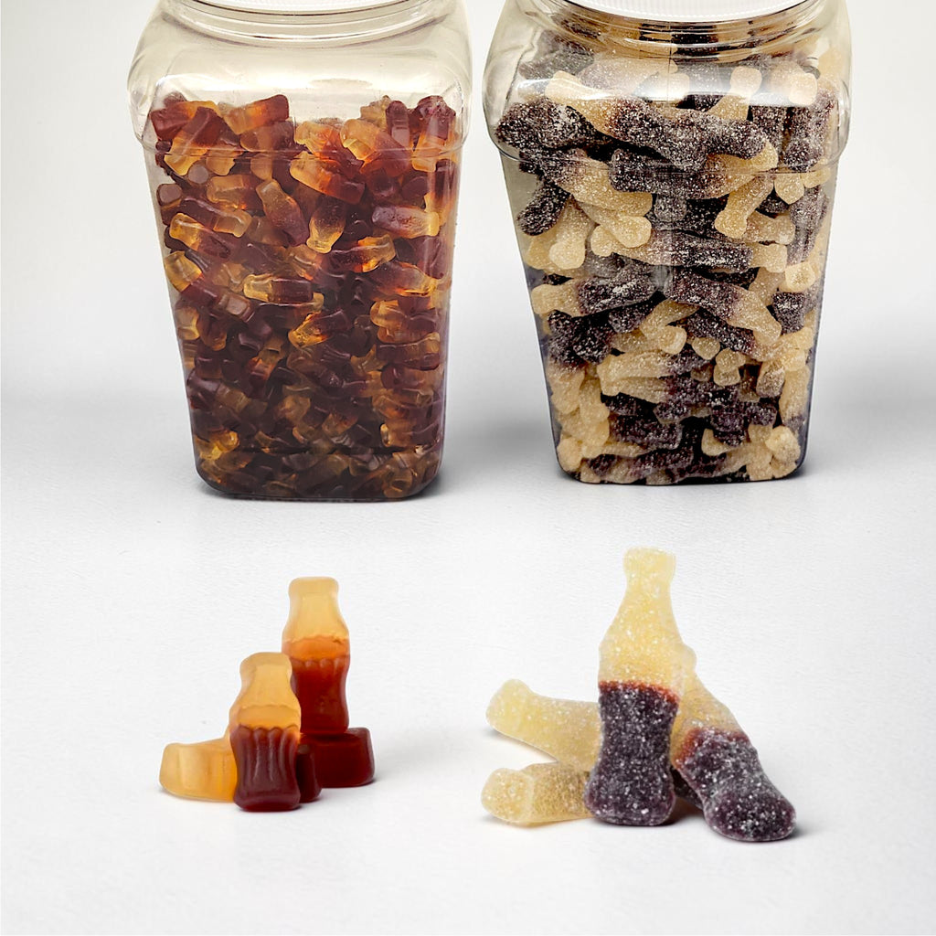 Gummy Bottles, Cola Flavor Candy or Sour Bottles Classic Cola Flavor 2" Gummies (Your Selection)