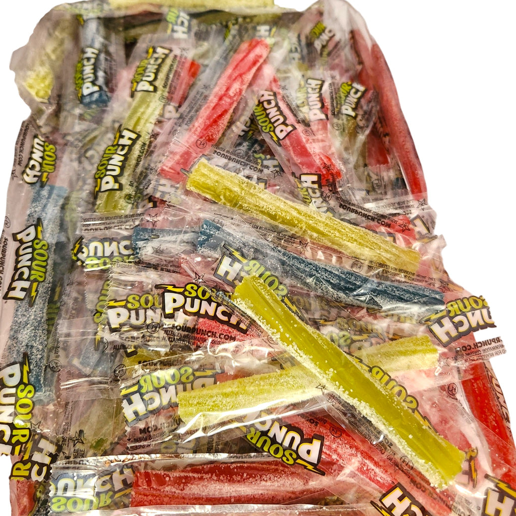 Sour Punch Twists Wrapped | Sour Candy Twists, Bulk Candy - 4 Assorted Flavors, Blue Raspberry, Cherry, Strawberry & Green Apple