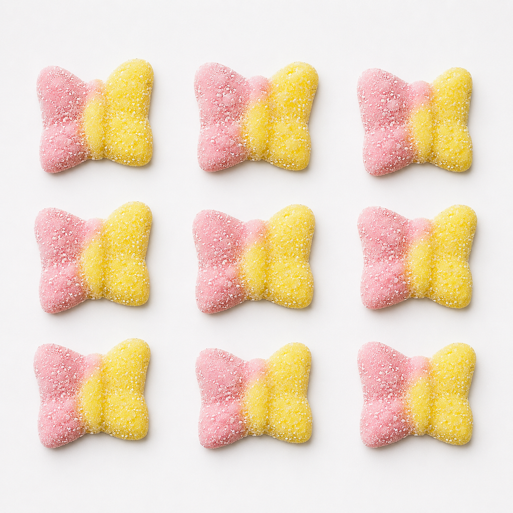 Swedish Style Gummy Candy | Sour Lemon Strawberry Butterflies, Bag of Gummies | Bulk Candy