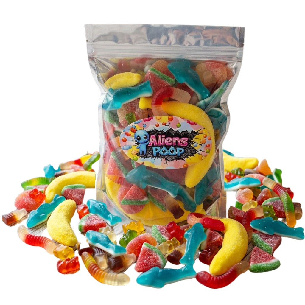 Mega Gummy Mix 1 Pound | (Not Sour) 7 Different Assorted Sweet Candy, Bulk Candy