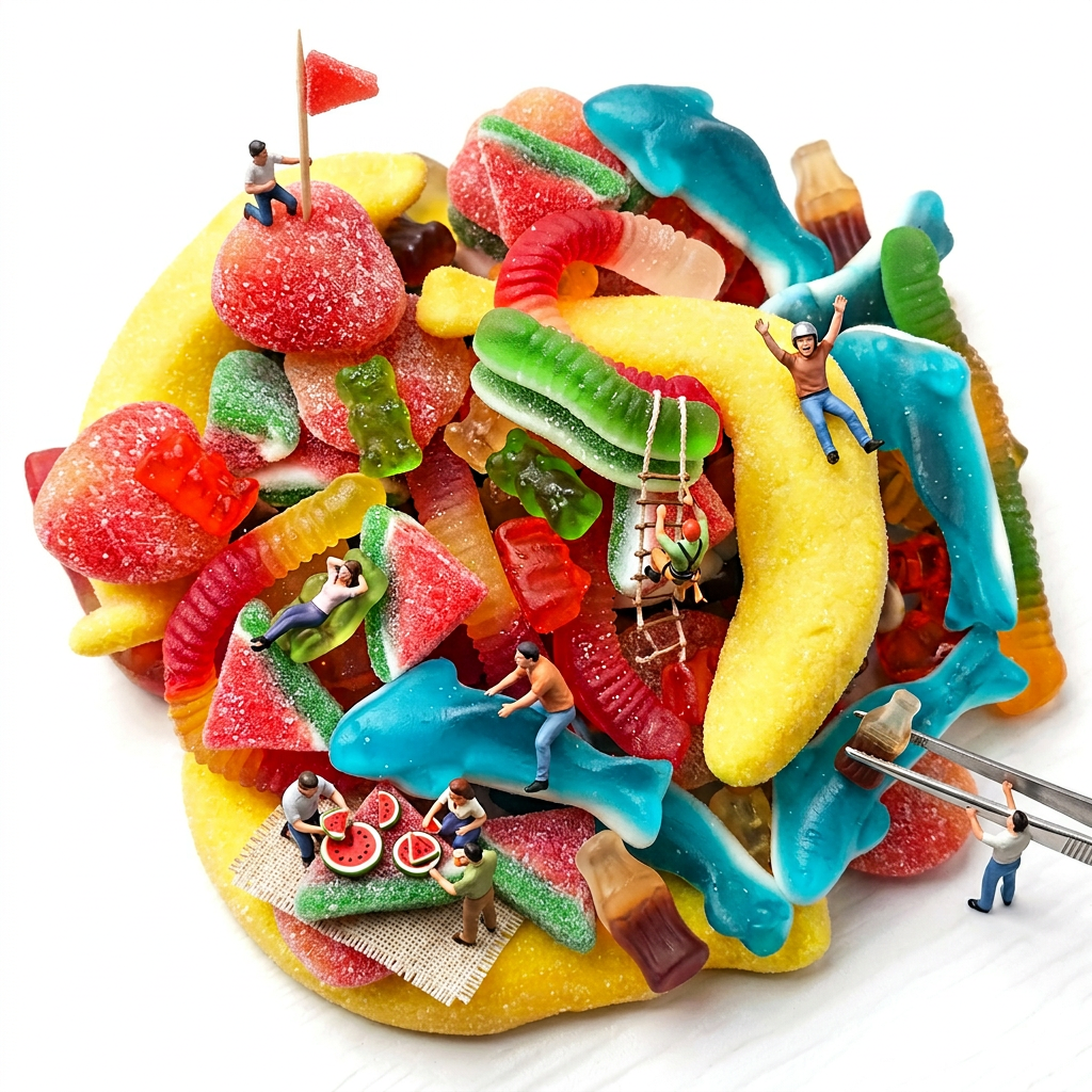 Mega Gummy Mix 1 Pound | (Not Sour) 7 Different Assorted Sweet Candy, Bulk Candy