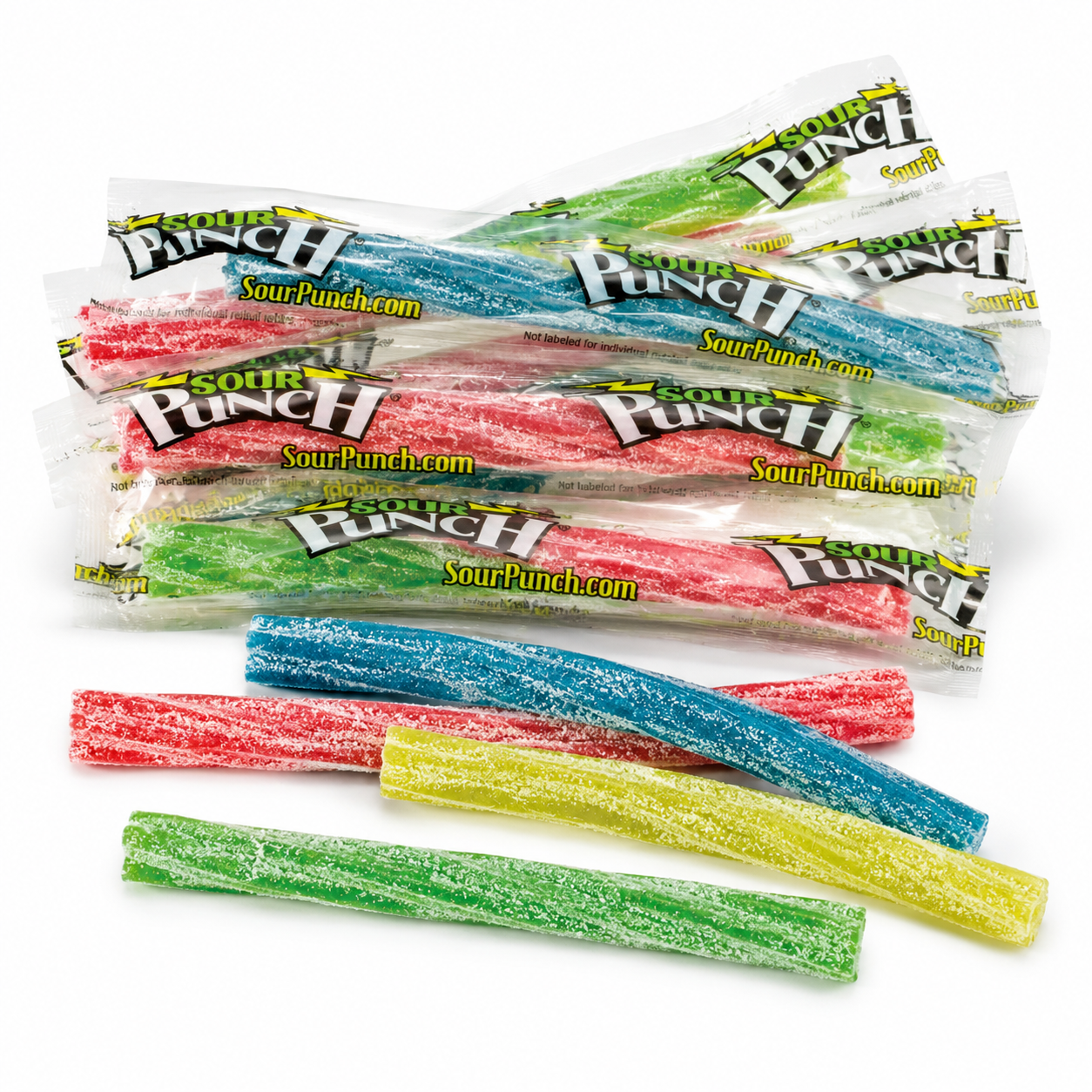 Sour Punch Twists Wrapped | Sour Candy Twists, Bulk Candy - 4 Assorted Flavors, Blue Raspberry, Cherry, Strawberry & Green Apple