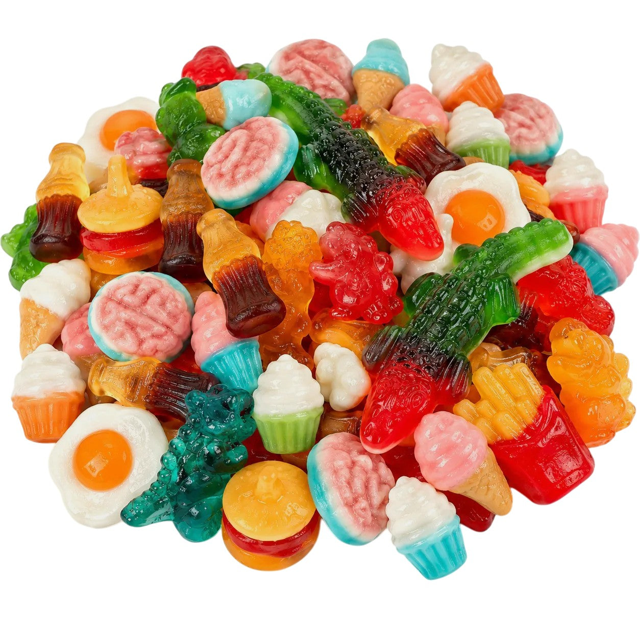 Build Your Own Crazy Forms Gummy Mix Sweet Candy ( NOT SOUR) Cupcakes, Dinosaurs, Brains, Eggs, Gators, Ice Cream (Your Selection )