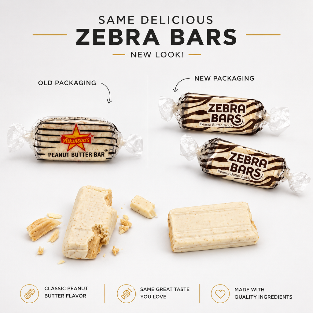 Zebra Bars Peanut Butter Candy - Nostalgia Hard Candy