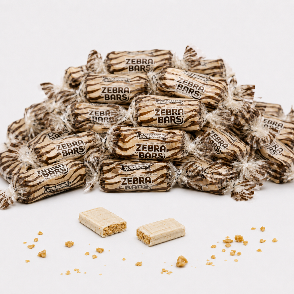 Zebra Bars Peanut Butter Candy - Nostalgia Hard Candy
